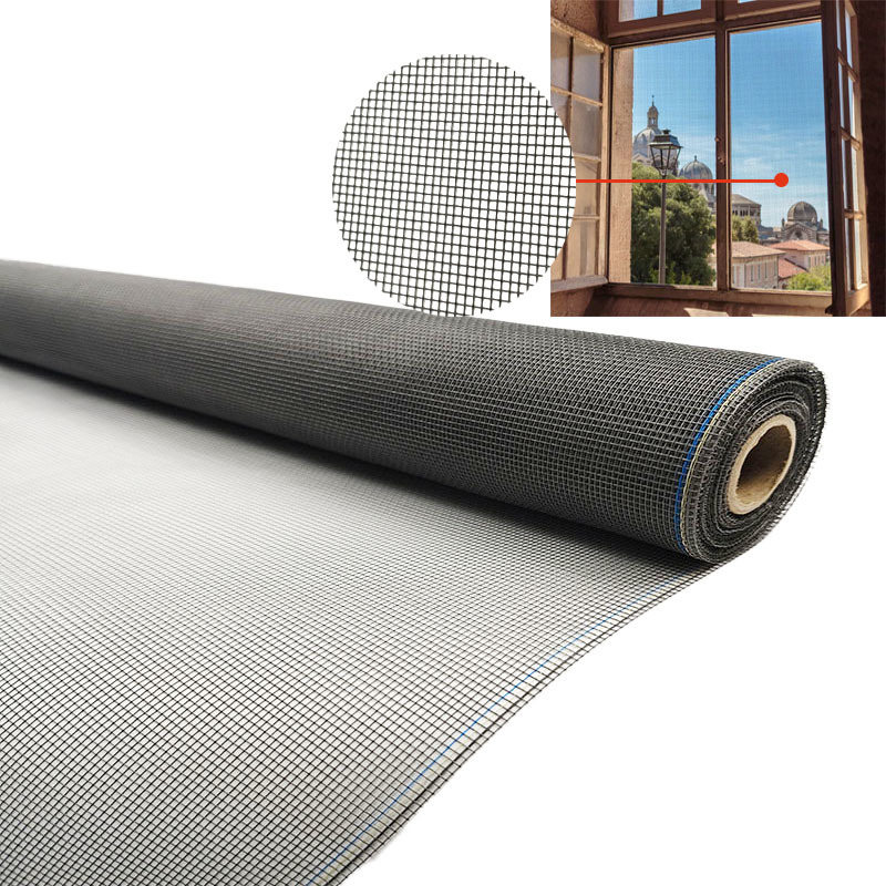Customized PVC Coated Mosquito Proof Window Screen For Bedroom Door Orange Coated