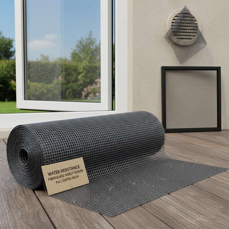 Water Resistance Fiberglass Insect Screen PVC Coated Mesh Ideal for in Outdoor Structures Windows Doors and Ventilation Openings