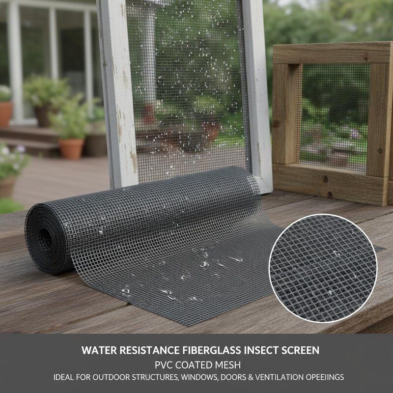 Water Resistance Fiberglass Insect Screen PVC Coated Mesh Ideal for in Outdoor Structures Windows Doors and Ventilation Openings