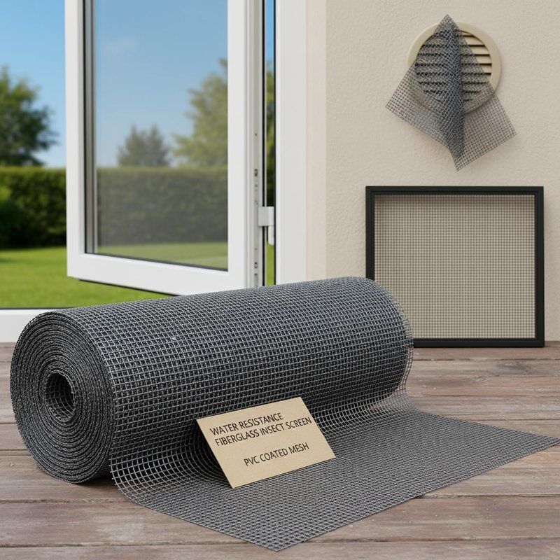 Water Resistance Fiberglass Insect Screen PVC Coated Mesh Ideal for in Outdoor Structures Windows Doors and Ventilation Openings