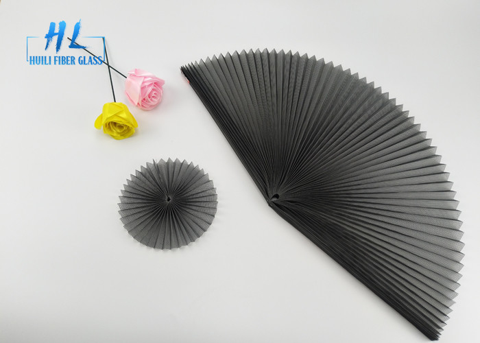 Anti Mosquito Black Color Polyester Pleated Insect Screen Mesh For Windows