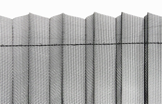 17*15 Grey Color Mesh Polyester Pleated Mesh For Sliding Doors