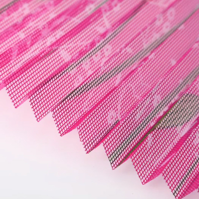 Polyester Pp Sliding Folding Window Screen Tulip Pink Flower Printed Mesh